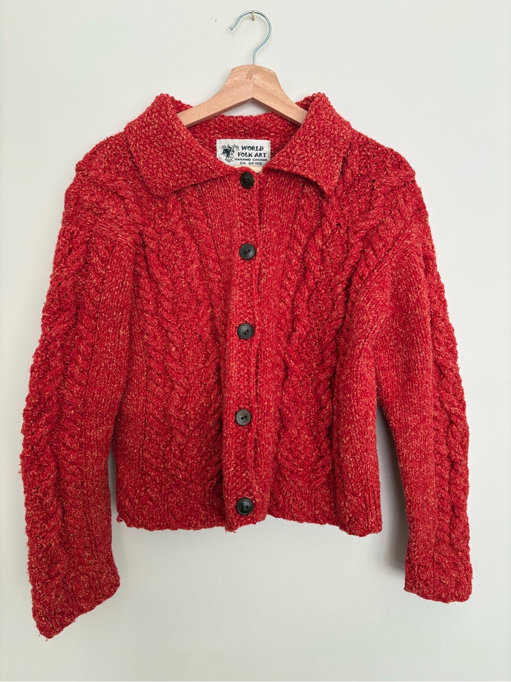 World folk art Cable-Knit Button-Front sweater